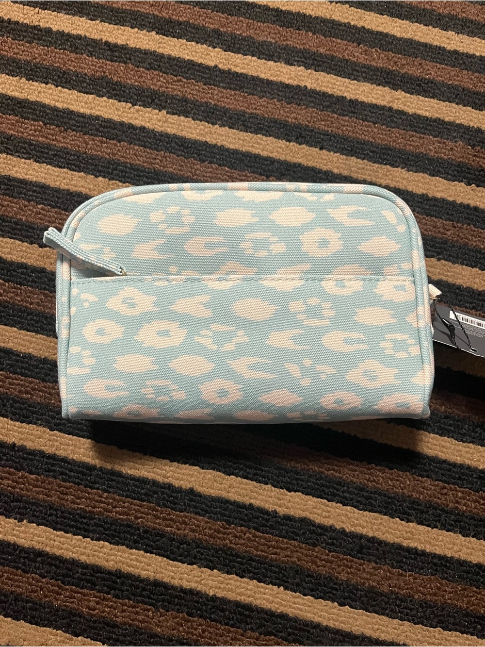 Light Blue & White Patterned Women's Cosmetic Pouch